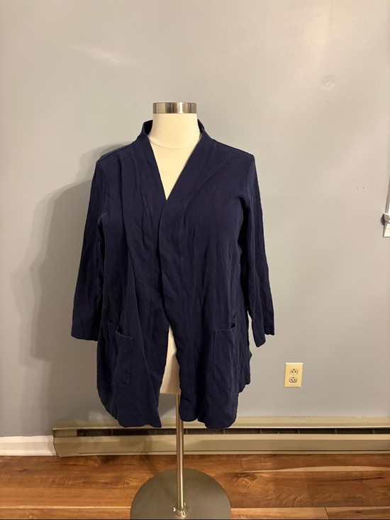 Isaac Mizrahi Sweaters - Isaac Mizrahi Navy Blue Open-Front Cardigan